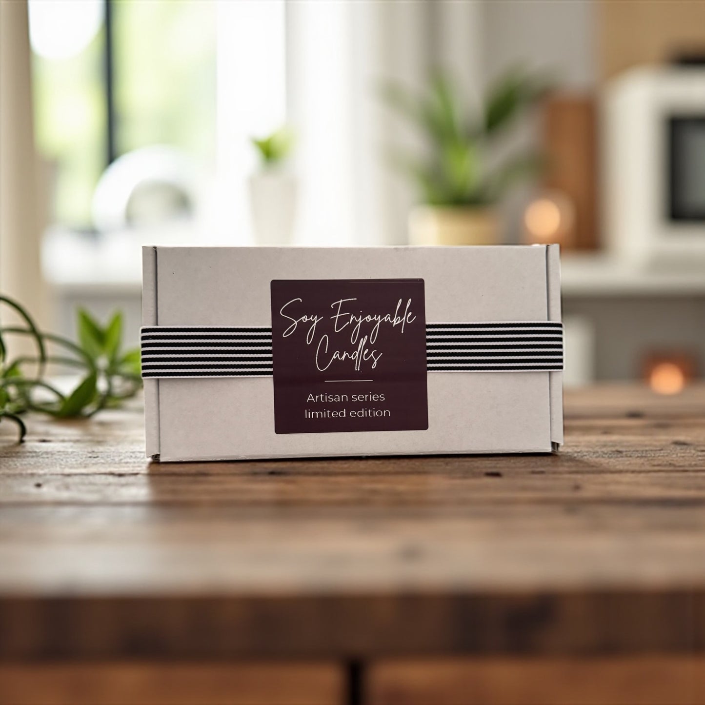 ARTISAN SERIES : Boxed set with 8 oz luxe black tin with your choice of either Candle Coaster