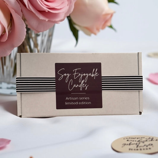 ARTISAN SERIES: Boxed set with 8.0 oz Frosted straight-sided jar with your choice of Candle Coaster.